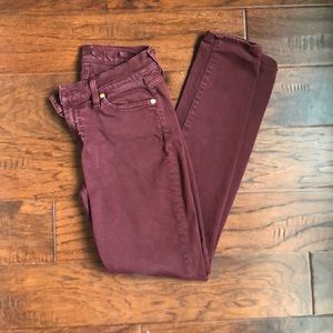 7 For All Mankind maroon gwenevere  jeans size 26
